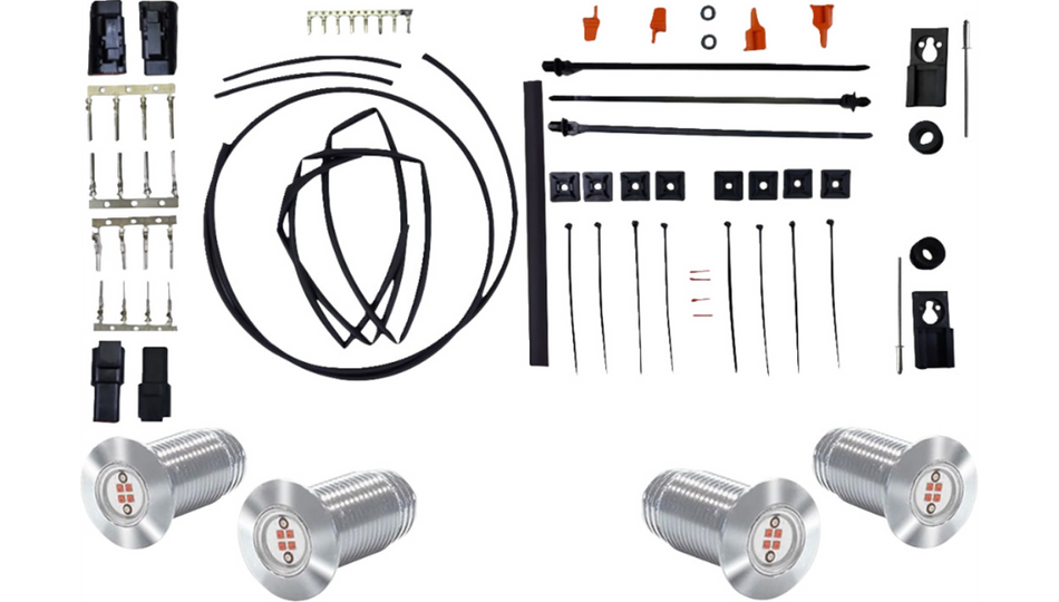 Bagger Nation Bag Lightning Bolts Silver Taillight Kit 4 Harley 18-23 Softails