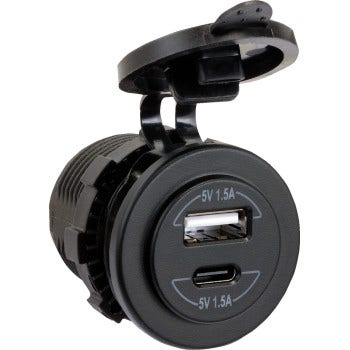 Jensen Powersports Audio USB42C Panel Mount USB Port USB-A USB-C 12VDC Input