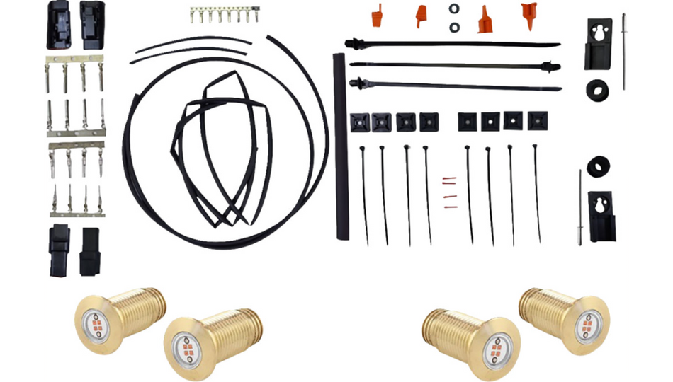 Bagger Nation Bag Lightning Bolts Brass Taillight Kit 4 Harley 18-23 Softails