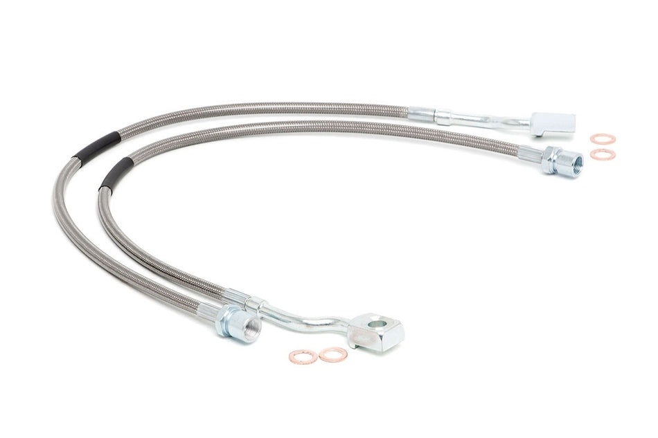 Rough Country 89370_A Stainless Extended Front Brake Lines 11-19 GM 2500 3500 HD