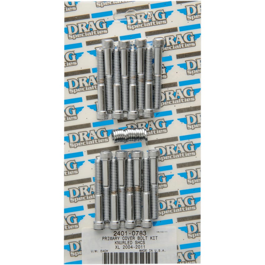 Drag Specialties Chrome Knurled Primary Cover Bolt Kit 4 Harley 04-22 XL