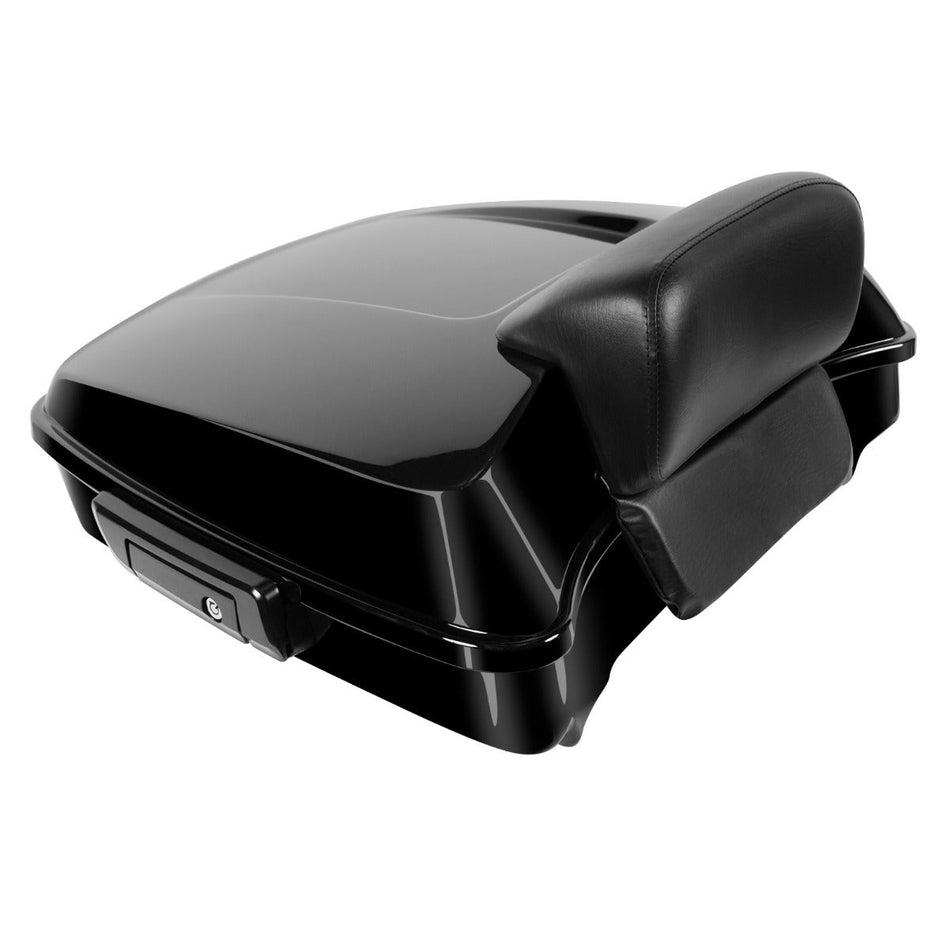 Hogworkz Chopped Tour Pack w/ Slim Backrest Black Hardware for Harley FLH '97-'24