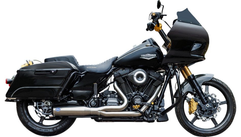 S&S 2-into-1 Qualifier Silver Exhaust System 2 into 1 4 Harley 17-23 Touring