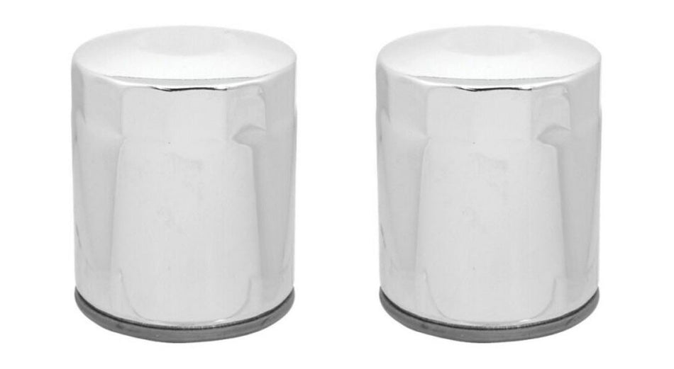 Chrome 10 Micron Oil Filter x2 Custom Chrome Harley Twin Cam M8 Repl 63798-99
