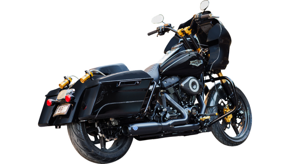 S&S Qualifier 2-into-1 Guardian Black Exhaust System 4 Harley 17-23 Touring