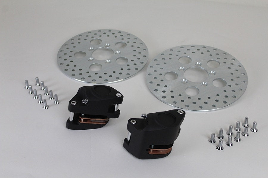 V-Twin 23-1214 Black Front Dual Disc Caliper & 10" Disc Kit 73-83 Harley FX XL