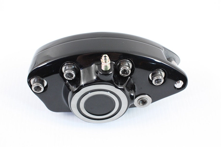 Black Front 1 Piston Banana Caliper w/ Bullseye OE Repl 44105-72A Harley 73-94