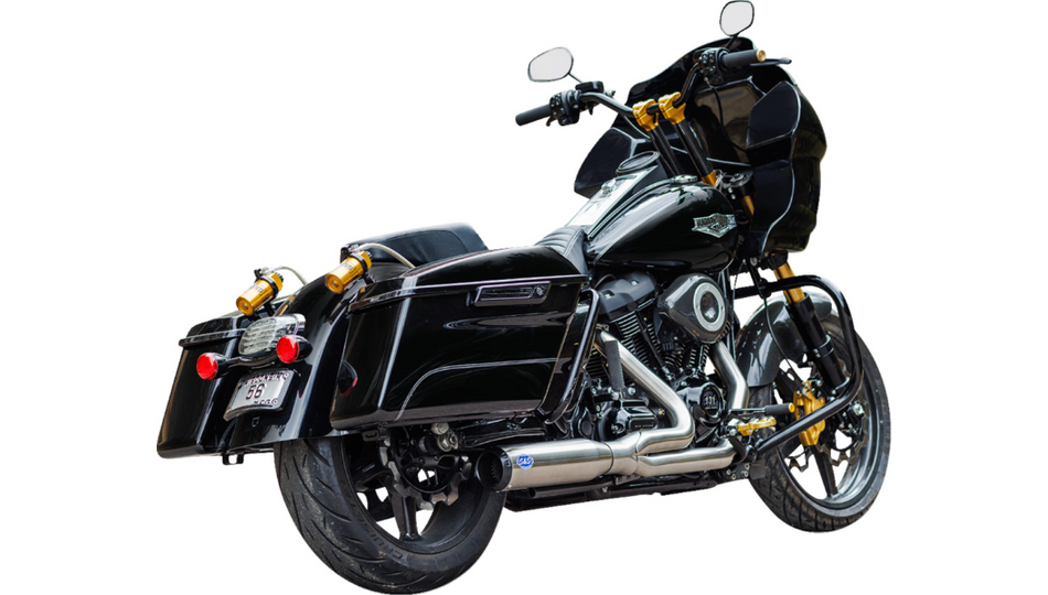 S&S 2-into-1 Qualifier Silver Exhaust System 2 into 1 4 Harley 17-23 Touring