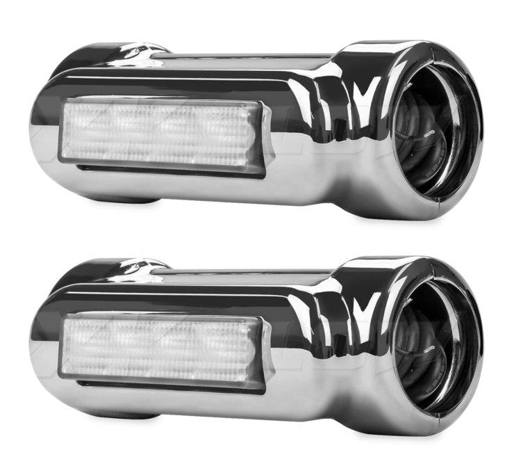 XK Glow Chrome Motorcycle LED Highway Bar Lights with White DRL Amber Turn Signal