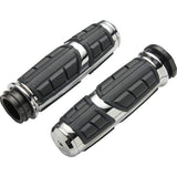 Ciro Chicane Chrome and Black Grips for Harley Cable & Throttle By Wire