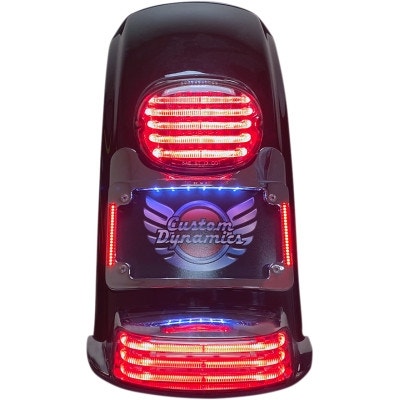 Custom Dynamics Chrome Tag Plate Frame w/ LED Light Signals 97-Up Harley Touring