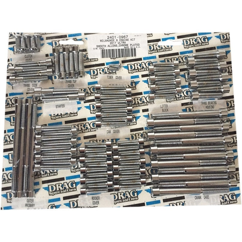 Drag Specialties Chrome Engine Bolt Replacement Kit Smooth Head 17-25 Harley M8
