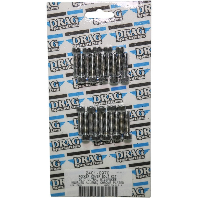 Drag Specialties Chrome Rocker Cover Bolt Kit Knurled Allen Head 17-25 Harley M8