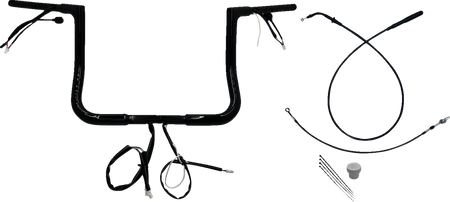 FBI 1-1/4" Flat Top Pre-Wired Handlebars for 24-25 FLHX, 25 FLHXU, 23-25 FLHXSE - Black / 12"