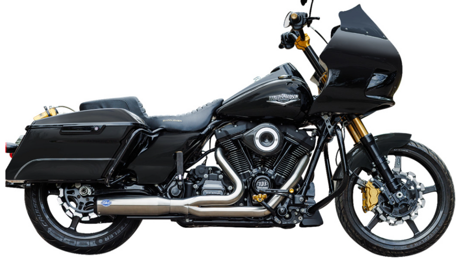 S&S Qualifier 2-into-1 Brushed Stainless Exhaust System 4 Harley 17-23 Touring
