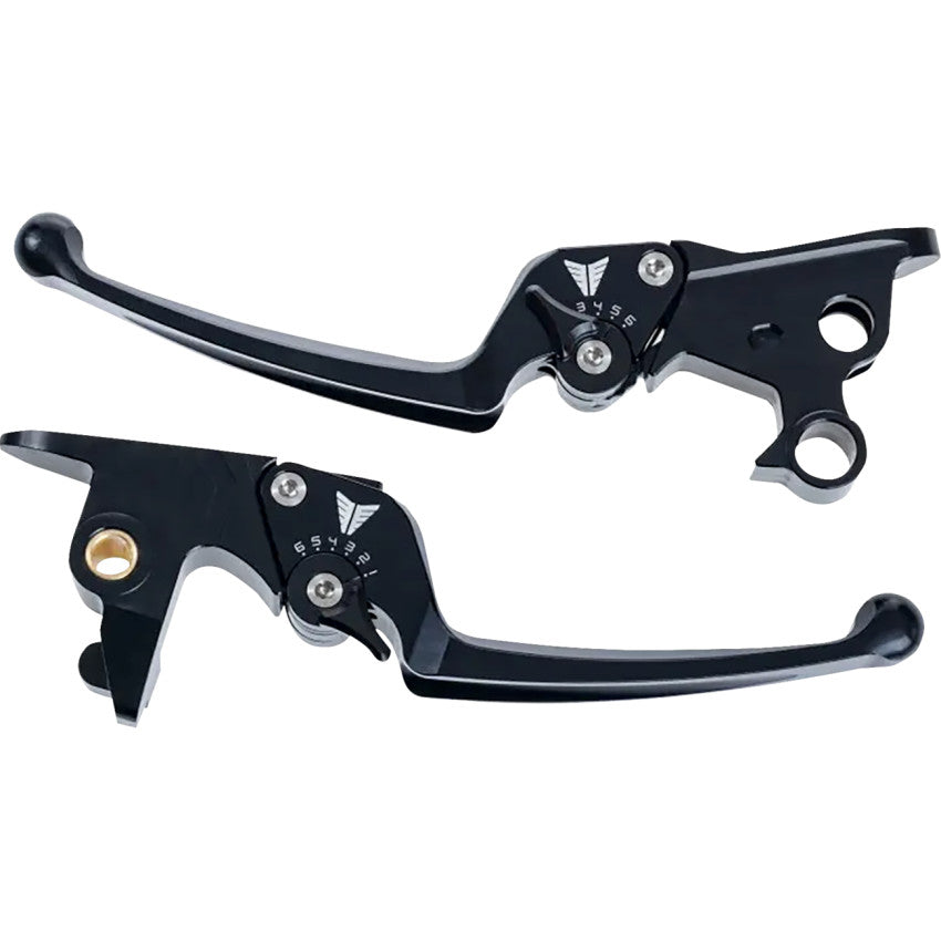 Mueller Motorcycle AG 150-10 Adjustable Lever Set - Black - Harley-Davidson Softail