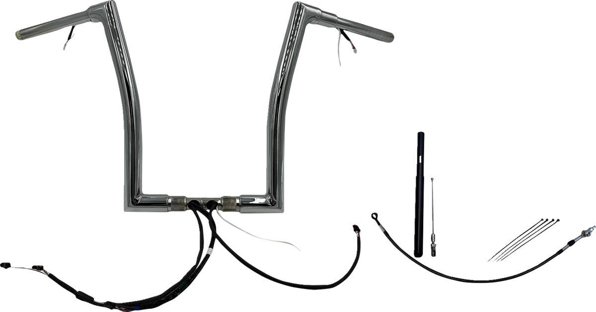 FBI Fat Baggers Wired 1-1/2" Flat Top Handlebar Kits for FLTR '21-'25 - Chrome / 16"
