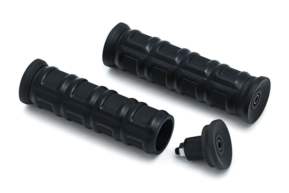 Kuryakyn 6677 Black Dillinger Grips EPDM Aluminum Universal 1" Handlebars Fit
