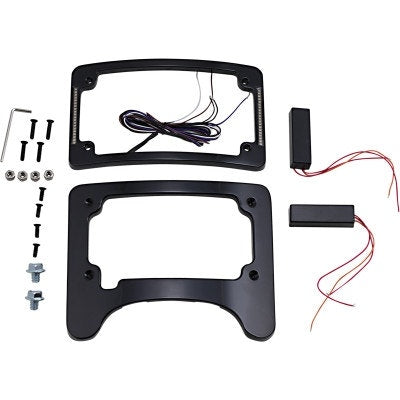 Custom Dynamics Black Tag Plate Frame w/ LED Light Signals 97-Up Harley Touring
