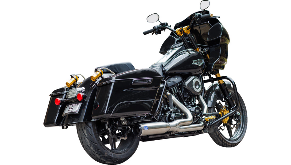 S&S Qualifier 2-into-1 Brushed Stainless Exhaust System 4 Harley 17-23 Touring
