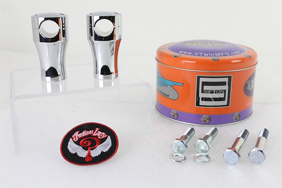 V-Twin 26-0155 Chrome Indian Larry Billet 3" Riser Set 1" Clamp Handlebars