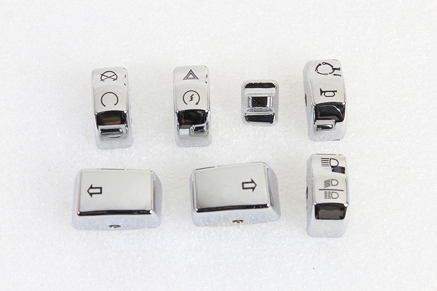 V-Twin 26-0844 Chrome Handlebar Control Switch Covers 11-Up Harley Softail Dyna