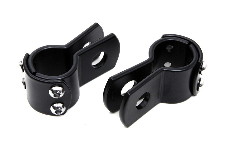 Black 1" Footpeg Mount Clamp Set OE 50904-85T Harley Davidson & Custom Chopper
