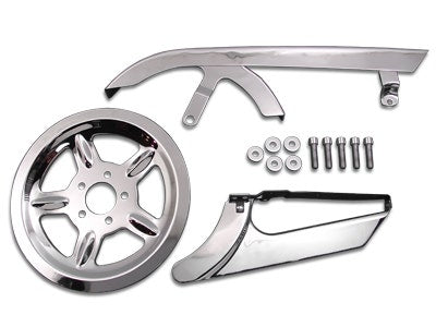 Chrome Rear Upper & Lower Belt Guard Pulley Cover Kit Harley XL 04-16 27-0619