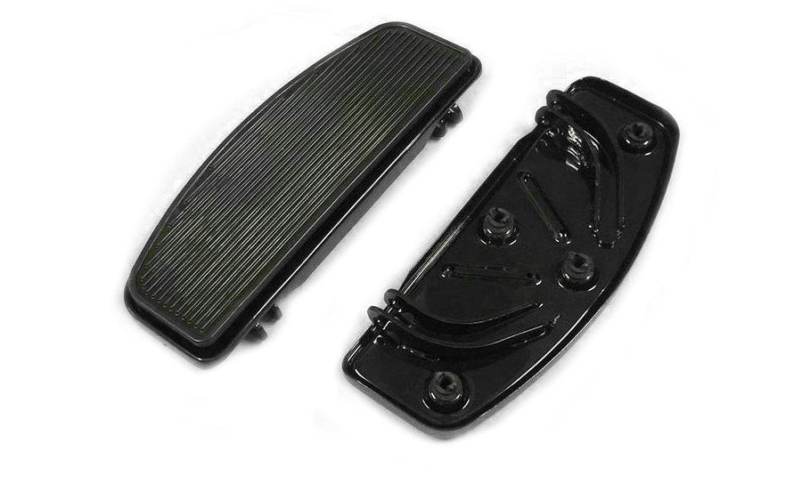 V-Twin 27-1000 Black Driver Footboard Set Black 'D' Shape Harley FLST FLT 06-19 OE 50621-06