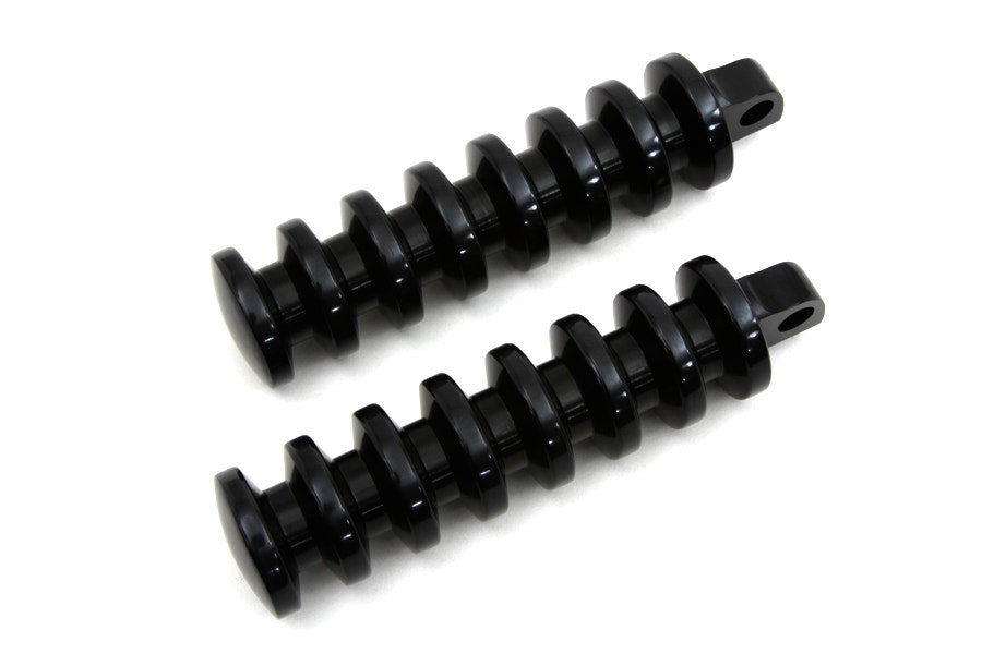 Black Deep Grooved Style Footpeg Set Male Mount Harley-Davidson 27-1075