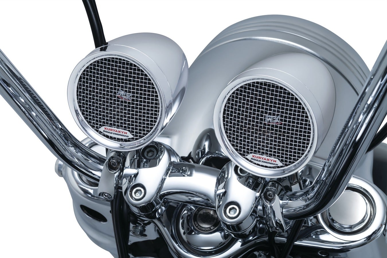 A　クリアキンスピーカー＆ブルートゥースオーディオ T14-KUR2712 Kuryakyn RoadThunder Chrome Speaker Pods & Bluetooth® Audio