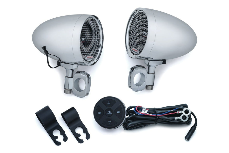 Kuryakyn RoadThunder Chrome Speaker Pods & Bluetooth® Audio Controller MTX 2712