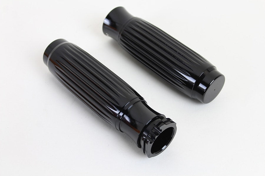 V-Twin 28-0462 Rib Style Handlebar Grip Set Retro Classic Chopper Harley 84-17