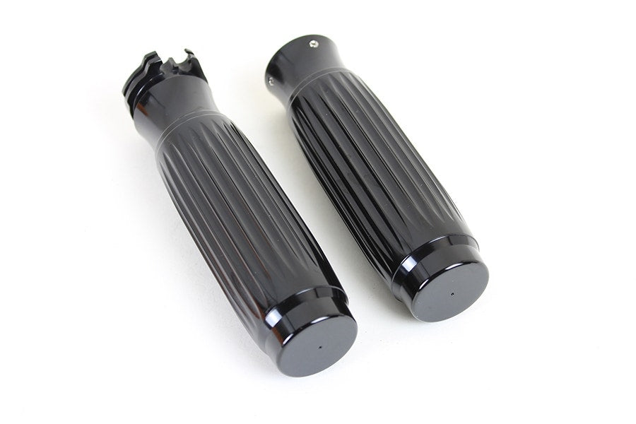 V-Twin 28-0462 Rib Style Handlebar Grip Set Retro Classic Chopper Harley 84-17