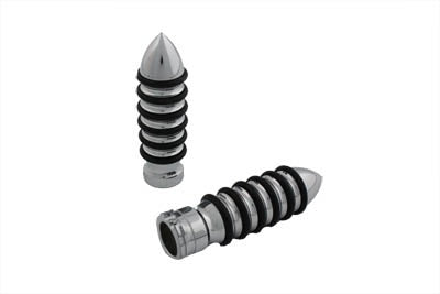 V-Twin 28-0588 Chrome Billet Rocket O-Ring Style Handlebar Grips Harley 82-17