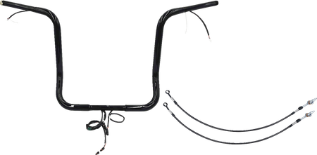 FBI Wired 1-1/4" Round Top Handlebar Kits for 14-15 FLHT/FLHX & Trike - Black / 16"