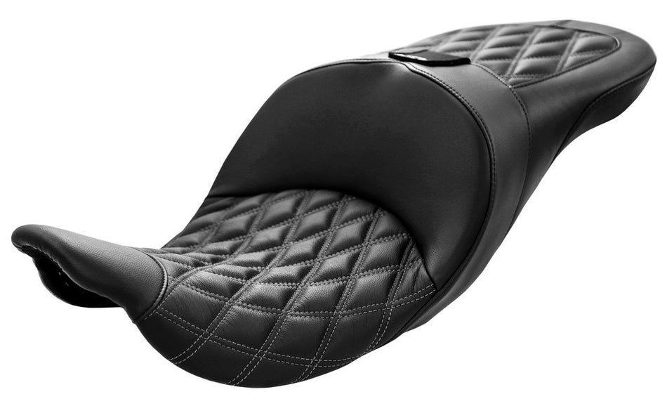Danny Gray Tourist Tall 2-Up Seat Leather Diamond Stitch Harley Touring 08-Up