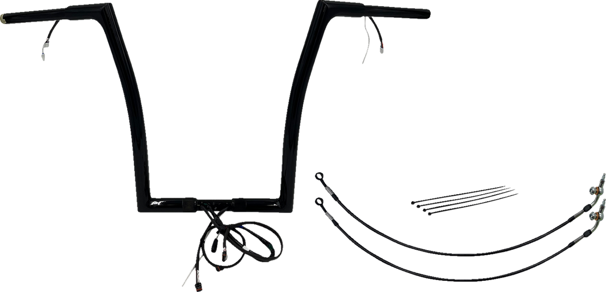 FBI Wired 1-1/4" Flat Top Handlebar Kits for 16-20 FLTRX/S, FLTRU/FLTRK - Black / 16"