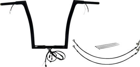 FBI Wired 1-1/4" Flat Top Handlebar Kits for 16-20 FLTRX/S, FLTRU/FLTRK - Black / 16"
