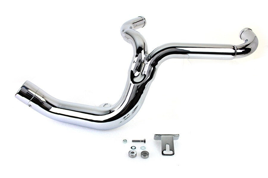 V-Twin 29-0030 Chrome 2 Into 1 Lake Style Exhaust System w/ Tip 95-06 Harley FLT