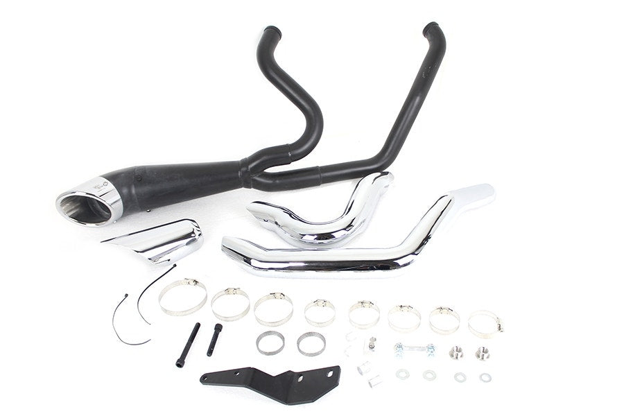 V-Twin 2-into-1 Slash Cut Exhaust Header Set Black Harley Milwaukee Eight 17-20