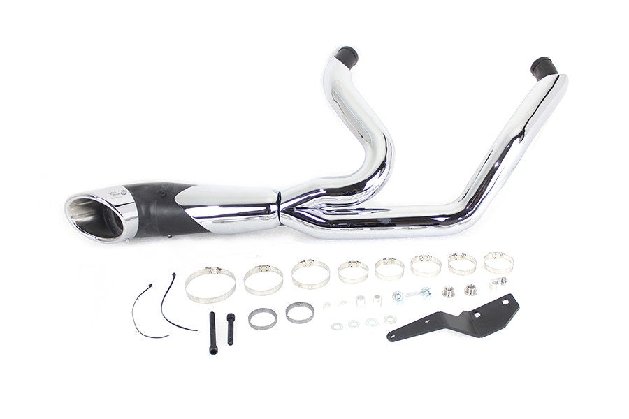 V-Twin 2-into-1 Slash Cut Exhaust Header Set Black Harley Milwaukee Eight 17-20