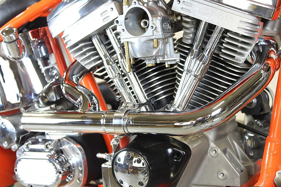 V-Twin 29-0206 Chrome 2:1 Siamese 1-3/4" Exhaust Header Set Harley XL FL 86-Up