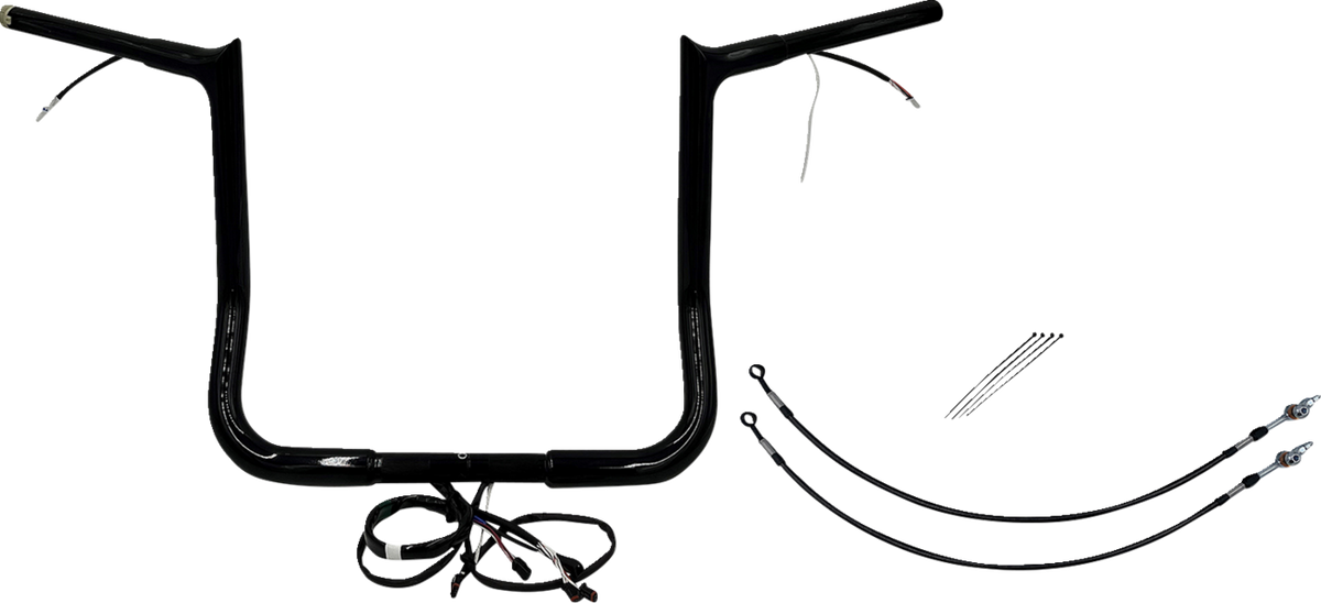 FBI Wired 1-1/4" Pointed Top Handlebar Kits for 14-15 FLHT/FLHX & Trike - Black / 14"