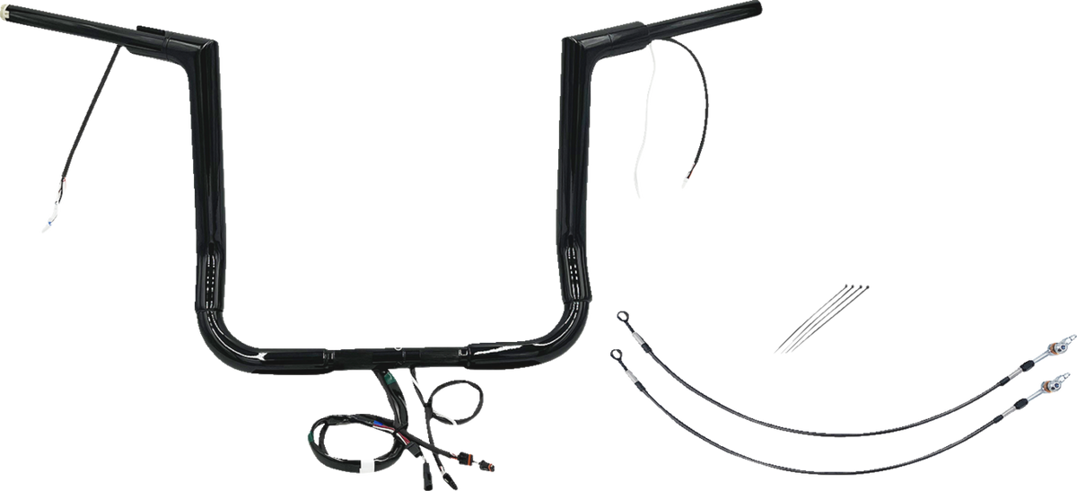 FBI Fat Baggers Wired 1-1/2" Flat Top Handlebar Kits for FLH/X '14-'15 - Black / 14"
