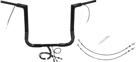 FBI Fat Baggers Wired 1-1/2" Flat Top Handlebar Kits for FLH/X '14-'15 - Black / 14"