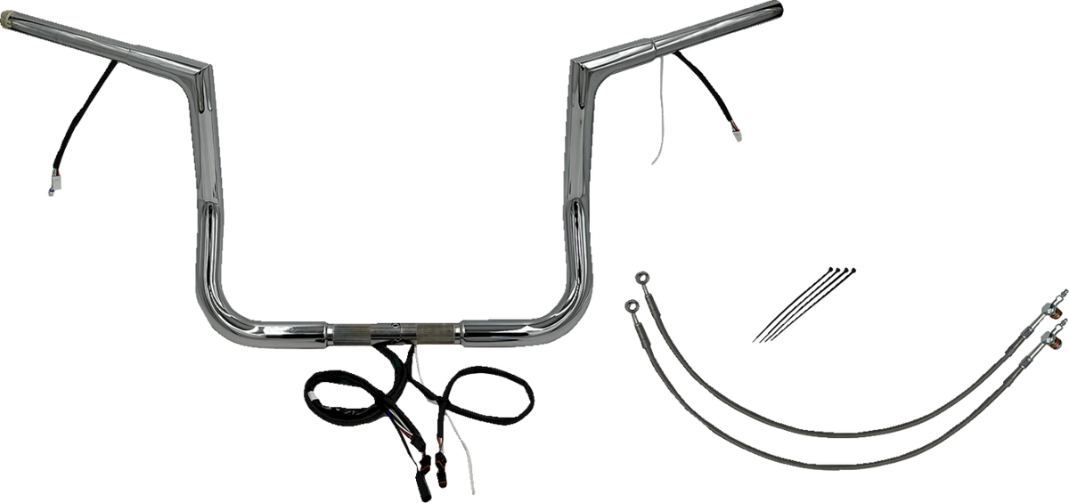 FBI Fat Baggers Wired 1-1/4" Flat Top Handlebar Kits for 14-15 FLHT/FLHX & Trike - Chrome / 12"