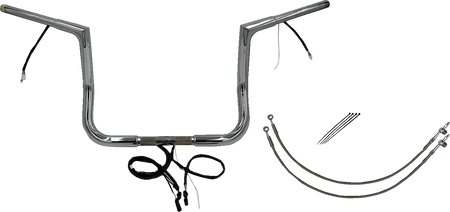 FBI Fat Baggers Wired 1-1/4" Flat Top Handlebar Kits for 14-15 FLHT/FLHX & Trike - Chrome / 12"
