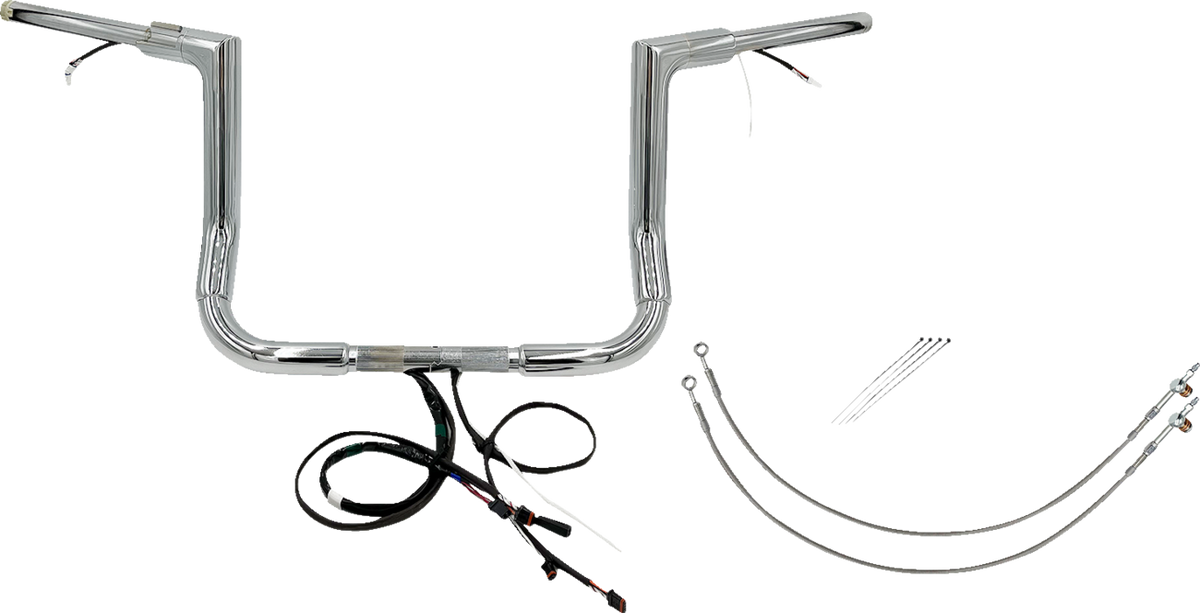 FBI Fat Baggers Wired 1-1/2" Flat Top Handlebar Kits for FLH/X '14-'15 - Chrome / 12"