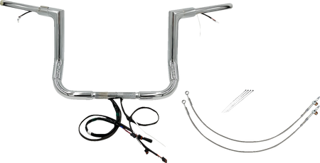 FBI Fat Baggers Wired 1-1/2" Flat Top Handlebar Kits for FLH/X '14-'15 - Chrome / 12"